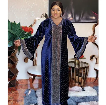 Afrikanske Kjoler til Kvinder 2020 Diamant Stribe Afrika Tøj Muslimske Lange Maxi Kjole Islamiske Marokkanske Kaftan Fashion Kjole Lady 0