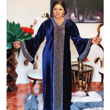 Afrikanske Kjoler til Kvinder 2020 Diamant Stribe Afrika Tøj Muslimske Lange Maxi Kjole Islamiske Marokkanske Kaftan Fashion Kjole Lady 4