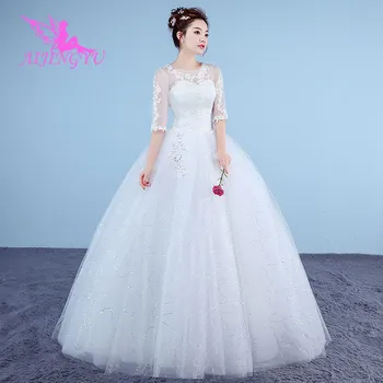 AIJINGYU 2021 elegante nye hot sælger billige bolden kjole snøre tilbage formelle kjoler til brudens brudekjole WK270 165