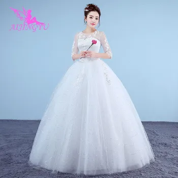 AIJINGYU 2021 elegante nye hot sælger billige bolden kjole snøre tilbage formelle kjoler til brudens brudekjole WK270 1