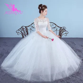 AIJINGYU 2021 elegante nye hot sælger billige bolden kjole snøre tilbage formelle kjoler til brudens brudekjole WK270 2