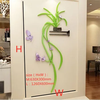 Akryl DIY 3D blomst wall stickers hængende orchid soveværelse veranda, stue sofa baggrund vægdekoration spejl wall sticker 3