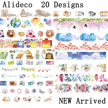 Alideco 10 stk DIY Papir Japansk Washi Masking Tape Planet Alice Kat Hunde Dekoration klæbebånd til Scrapbooking klistermærker 5m 0