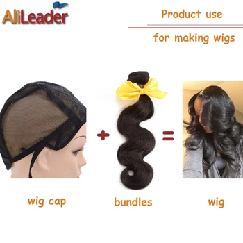 Alileader Glueless Dobbelt Garn Lace Wig Caps For Fremstilling Af Parykker Med Justerbar Rem Strækbar Elastisk Vævning Cap Large Sort 3
