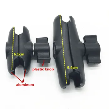Aluminium 15cm 9.4 cm 9cm 6.1 cm 5,5 cm Lang Dobbelt Stik Arm for 1-Tommer Bolden grundlag for Cell Phone Holder 4