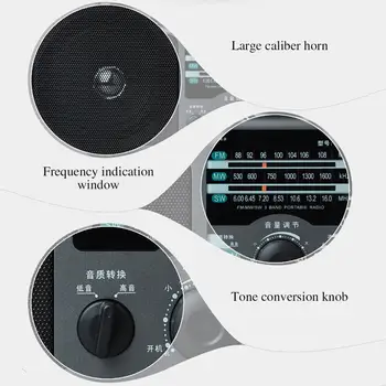 AM FM Bærbare Klassisk Radio med Stor Højttaler-Batterier Eller AC-Power Transistor Radio, tre-band analog tuner med stor Knop 2