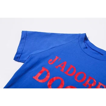Amerikansk Stil Kvinder Casual Bomuld kortærmet T-shirt Street Wear Foran JADORE HUNDE Rød Brev Trykt Kvinder Bomuld Tee Top 4