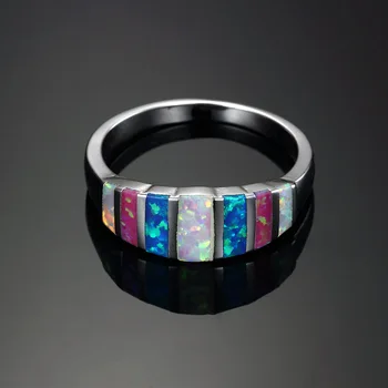 AMORUI Geometriske Rainbow Opal natursten Ringe Sølv Farve Kobber Søde piger/Romantisk Ringe Til Kvinder Finger Smykker 3