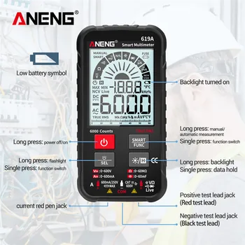 ANENG 619A Digital Multimeter AC/DC-Strøm-Spænding Testere True RMS-6000 Tæller Professionel Analog Bar Multimetro NCV Meter 4