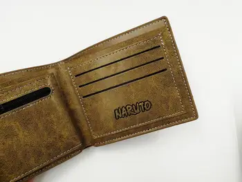 Anime Naruto Shippuden Konoha Tegnebog Coin Pocket Card Holder Khaki Læder Pung for Mænd 0