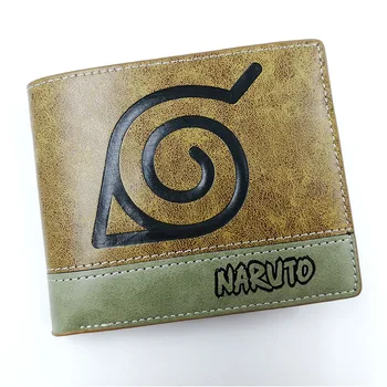 Anime Naruto Shippuden Konoha Tegnebog Coin Pocket Card Holder Khaki Læder Pung for Mænd 1