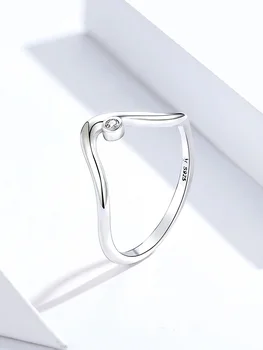 Anomokay Ægte 925 Sterling Sølv Bølge Finger Ringe til Kvinder Minimalistisk koreansk Stil, Fine Smykker Bague for Party Gave 0