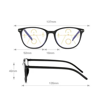 Anti-blå Lys Progressiv Multifokal Læsning Briller Kvinder&Mænd Klassisk Oversize Ramme Presbyopic Briller Med +1,0 til+4.0 2