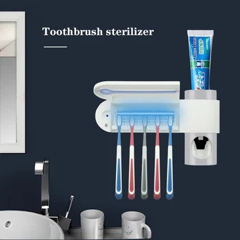 Antibacteria UV tandbørsteholder Automatisk Tandpasta Dispenser Sterilisere Hjem Renere Sterilisere Badeværelse Tilbehør Sæt 5