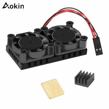 Aokin Fan Raspberry Pi Køling Dual Fan Kit (2 Fans + Hestsink + Tape) + 2 Pc ' Er Køleplader Til Raspberry Pi 3 B+ 1