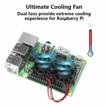 Aokin Fan Raspberry Pi Køling Dual Fan Kit (2 Fans + Hestsink + Tape) + 2 Pc ' Er Køleplader Til Raspberry Pi 3 B+ 2