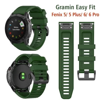 Army Grøn Easy Fit Ur Band til Garmin Fenix 5/Fenix 5 Plus/Fenix 6/Fenix 6 Pro/Aproach s60/ Quatix 5 Silikone Udskiftning 0