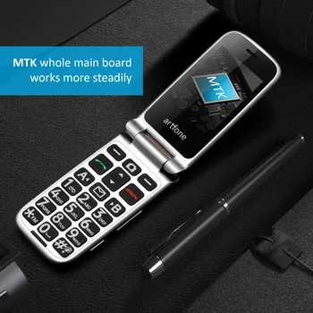 Artfone C10 Flip Store Knap Mobiltelefon,Senior Mobiltelefon med Oplader og Stor Skærm for Ældre(2G) 0