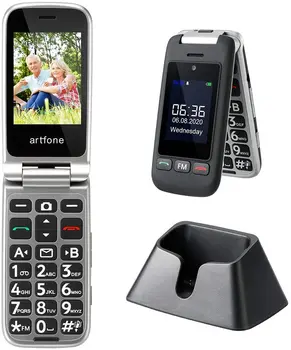 Artfone C10 Flip Store Knap Mobiltelefon,Senior Mobiltelefon med Oplader og Stor Skærm for Ældre(2G) 1