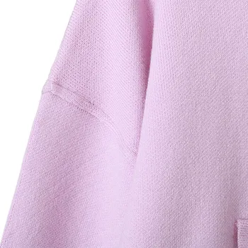 Artsnie Streetwear Oversize Sweatshirts Kvinder Vinteren 2020 Hætteklædte Langærmet Trøjer Strikket Lommer Pink Sweatshirts Mujer 5