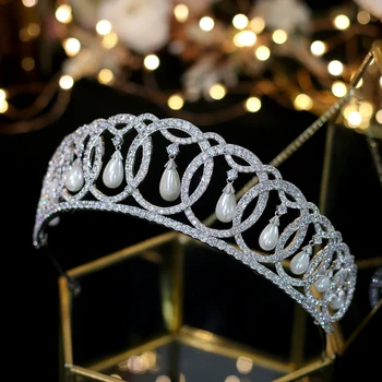 ASNORA Luksus Europæiske Domstol Crown Bryllup Tilbehør Elegant Perle Zircon Hår Tilbehør A00342 9960