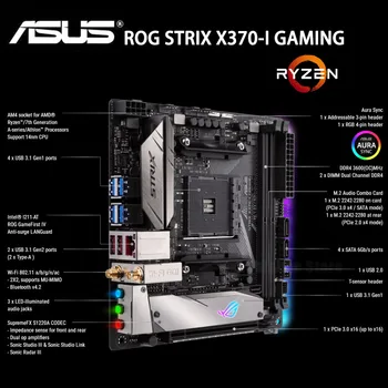Asus ROG STRIX X370-jeg GAMING Bundkort DDR4 32 GB AMD X370 DDR4 3600MHz M. 2 RGB Desktop X370 Bundkort AM4 Mini-ITX Brugt 2
