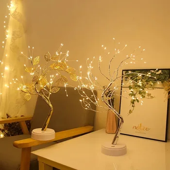 Atmosfære LED Fe Night Lights juletræ Ved siden af Bordet Lampe for Kids soveværelse Glimt lys, Home Decor Ferie Mini Lampe 4