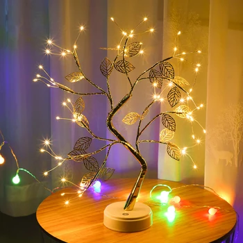 Atmosfære LED Fe Night Lights juletræ Ved siden af Bordet Lampe for Kids soveværelse Glimt lys, Home Decor Ferie Mini Lampe 5