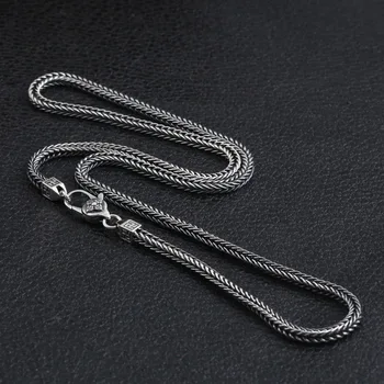 Autentisk 925 Sterling Sølv Trendy Mænd Kæde til Vedhæng Halskæde 4,0 mm Tykkelse Halskæde Kæde Smykker, Unisex 2
