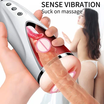 Automatisk Mandlige Masturbator Cup Realistisk Spidsen af Tungen og Munden, Vagina Pocket Pussy Blowjobs Stroker ' Vibrerende Oral Sex Toy 2