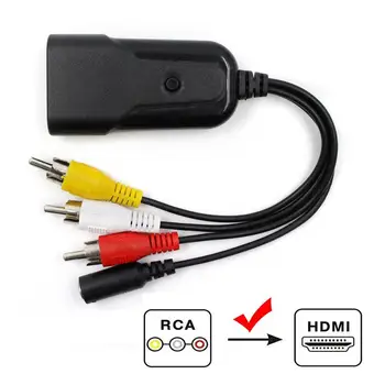 AV til HDMI Konverter set-top-boks computeren til TV kabel-tre-farve RCA Male HD 1080P 3