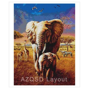 AZQSD Diamant Maleri Dyr Mosaik Cross Stitch Håndlavet Håndarbejde Diamant Broderi Elefant Hjem Indretning Gave Væg Kunst 1