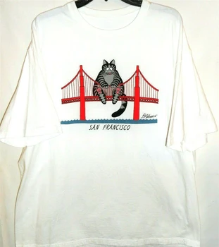 B Kliban Kat San Francisco Herre Xl Crazy T-Shirt Golden Gate Bridge Korte Ærmer Klassisk Custom Design T-Shirt 3821