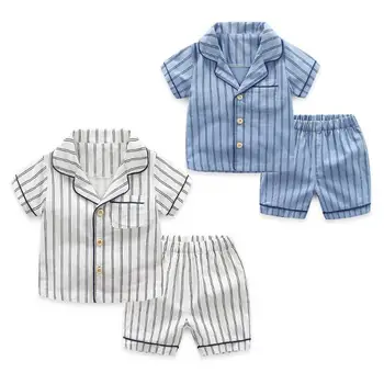 Baby drenge sommeren ren bomuld nattøj 1-7T børn homewear børn tynd conformtable Pyjamas cartton søde børn shirt+shorts 2stk 0