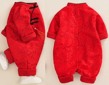 Baby jumpsuit Kinesisk stil pige tang med lange ærmer efteråret tøj 4