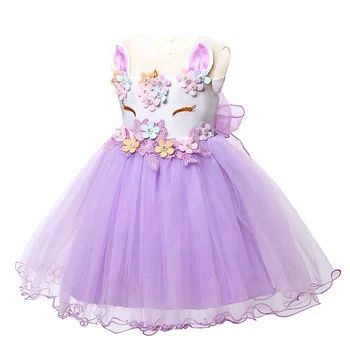 Baby piger prinsesse kjole 2019 nye unicorn flower party dress børn 1st fødselsdag kjoler til baby piger vestidos spædbarn kjoler 0