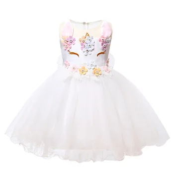 Baby piger prinsesse kjole 2019 nye unicorn flower party dress børn 1st fødselsdag kjoler til baby piger vestidos spædbarn kjoler 1