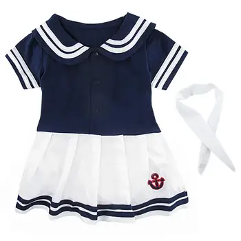 Baby Piger Sømand Kostume Spædbarn Halloween Navy Playsuit Fancy Kjole Barn Mariner Nautiske Cosplay Outfit Anker Uniform 4