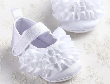 Baby sko piger nyfødte blk swan satin spædbarn sko prewalkers små piger krybbe sko skridsikre Sko christenning bryllup 0