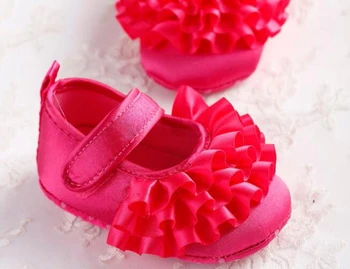 Baby sko piger nyfødte blk swan satin spædbarn sko prewalkers små piger krybbe sko skridsikre Sko christenning bryllup 1