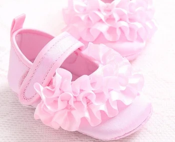 Baby sko piger nyfødte blk swan satin spædbarn sko prewalkers små piger krybbe sko skridsikre Sko christenning bryllup 2