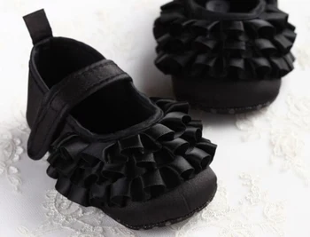 Baby sko piger nyfødte blk swan satin spædbarn sko prewalkers små piger krybbe sko skridsikre Sko christenning bryllup 4