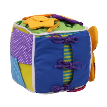 Baby Tidlig Pædagogisk Legetøj Baby Læring Montessori Toy Klud Lære At Klæde Cube Fyldte Rasle Pædagogiske Lille Barn Legetøj 2019 0