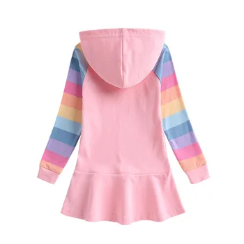 Baby Yoda opgav designet piger bomuld kjole med lange ærmer tegnefilm rainbow hooded sweater kjole barn Party kjoler 1