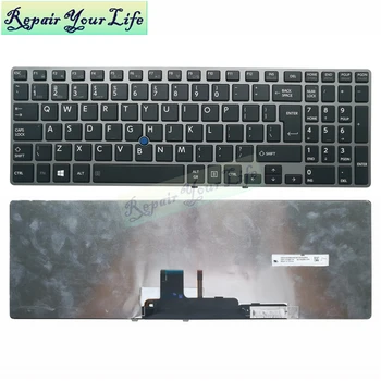 Baggrundsbelyst engelsk laptop tastatur til Toshiba Tecra Z50 Z50-En Z50-A1502 Z50-A1510 OS layout Udskiftning Tastaturer grå ramme