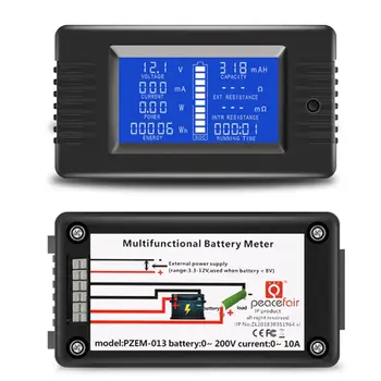 Batteriets Kapacitet Tester Skærm Spænding Strøm Modstand Kapacitet Watt Power Energy Meter 0-200V 50A/100A/200A/300A 4