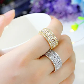 BeaQueen Luksuriøse AAA Cubic Zirconia Stor Bred Brude Ringe Kvinder Bryllup Bands Engagement Finger Smykker til Fest R048 3