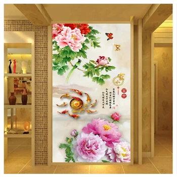 Beibehang Custom mode tapet tre-dimensionelle præget lotus ny Kinesisk blæk maleri veranda baggrund vægmaleri 3d tapet 3