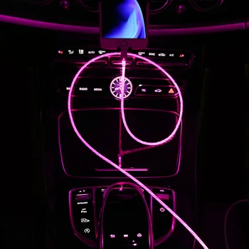 Bil Glødende Kabel Mobiltelefon Oplader Kabler LED lys USB-Oplader Til Audi A3 A4 A5 A6 A7 A8 B6 B7 B8 C5 C6 TT Q3 Q5 Q7 S3 S4 2