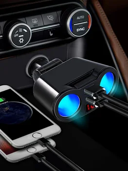 Bil Lighter Stik Splitter Stik Til Mobiltelefon, MP3-DVR SUV med LED-Dual USB Oplader Havne Adapter Auto Tilbehør 2311